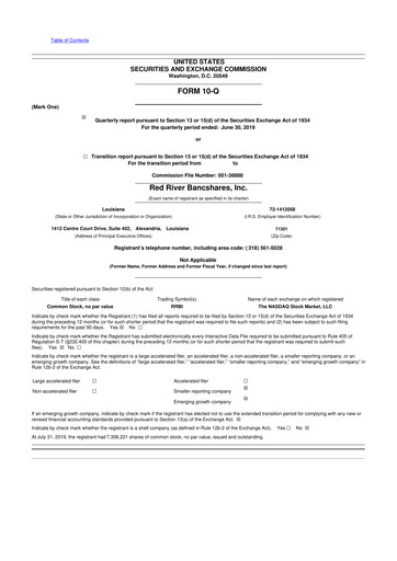 Thumbnail Red River Bancshares 10-Q Quarterly Report FY2019 