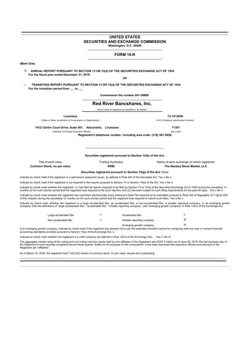 Thumbnail Red River Bancshares 10-K Annual Report 2019