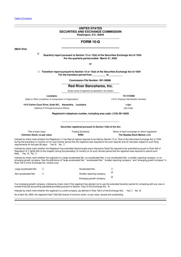 Thumbnail Red River Bancshares 10-Q Quarterly Report FY2020 