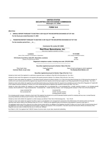 Thumbnail Red River Bancshares 10-K Annual Report 2020