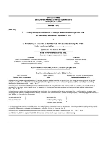 Thumbnail Red River Bancshares 10-Q Quarterly Report FY2021 