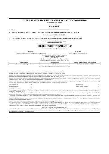 Thumbnail Golden Entertainment
 10-K Annual Report 2023