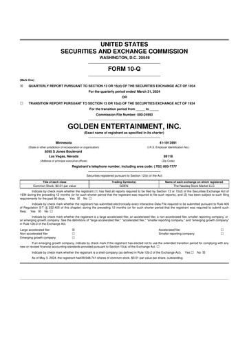 Thumbnail Golden Entertainment
 10-Q Quarterly Report FY2024 