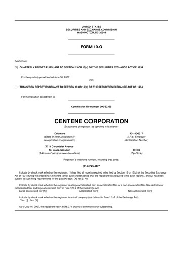 Thumbnail Centene 10-Q Quarterly Report FY 