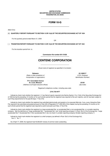 Thumbnail Centene 10-Q Quarterly Report FY 