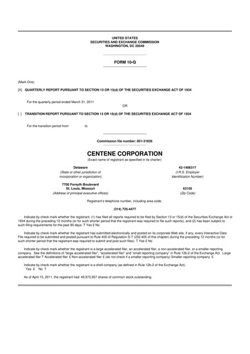 Thumbnail Centene 10-Q Quarterly Report FY2011 
