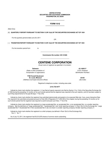 Thumbnail Centene 10-Q Quarterly Report FY2011 