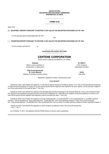 Thumbnail Centene 10-Q Quarterly Report FY2011 