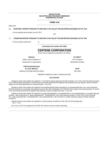 Thumbnail Centene 10-Q Quarterly Report FY2013 