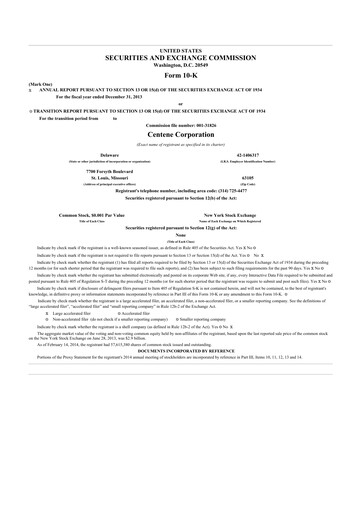 Thumbnail Centene 10-K Annual Report 2013