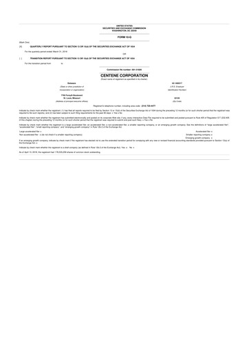 Thumbnail Centene 10-Q Quarterly Report FY2018 