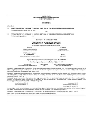 Thumbnail Centene 10-Q Quarterly Report FY2022 