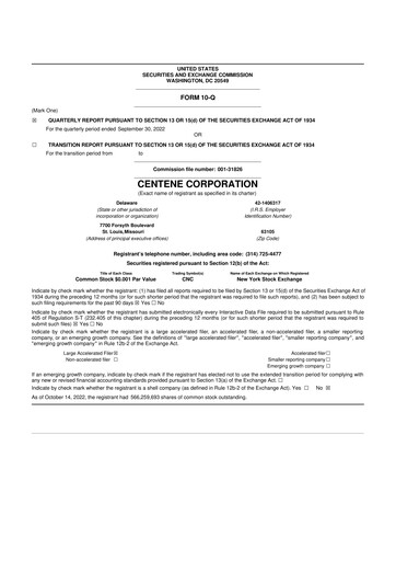 Thumbnail Centene 10-Q Quarterly Report FY2022 