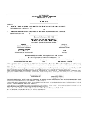 Thumbnail Centene 10-Q Quarterly Report FY2023 