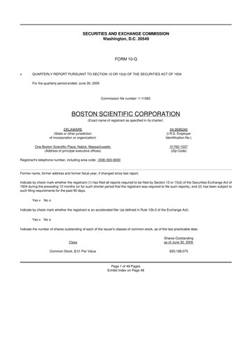 Vorschaubild Boston Scientific 10-Q Quartalsbericht  