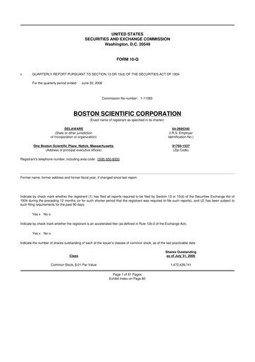 Vorschaubild Boston Scientific 10-Q Quartalsbericht  