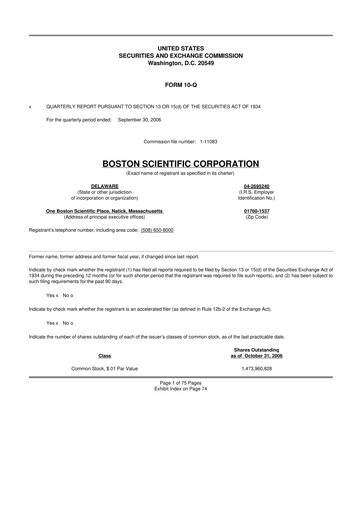 Vorschaubild Boston Scientific 10-Q Quartalsbericht  