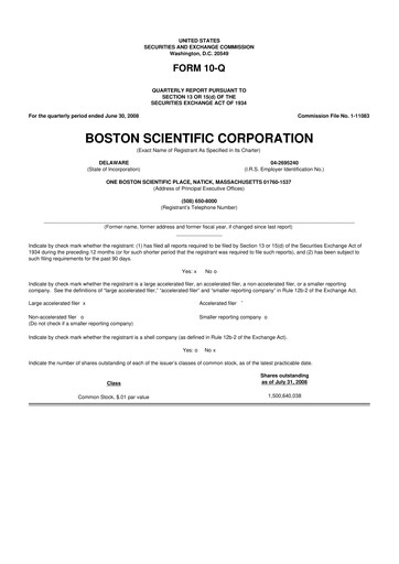 Vorschaubild Boston Scientific 10-Q Quartalsbericht  