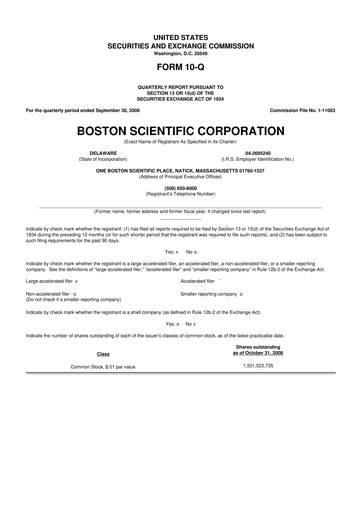 Vorschaubild Boston Scientific 10-Q Quartalsbericht  