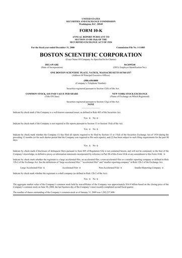 Thumbnail Boston Scientific 10-K Annual Report 