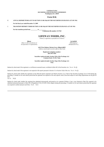 Thumbnail Lifeway Foods
 10-K Annual Report 