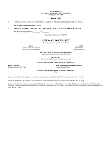 Thumbnail Lifeway Foods
 10-K Annual Report 2011