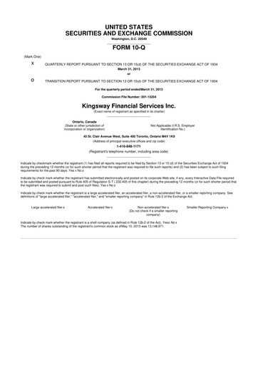 Vorschaubild Kingsway Financial Services 10-Q Quartalsbericht  