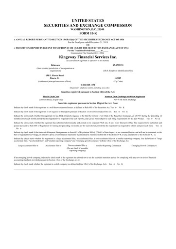 Thumbnail Kingsway Financial Services 10-K Annual Report 2019