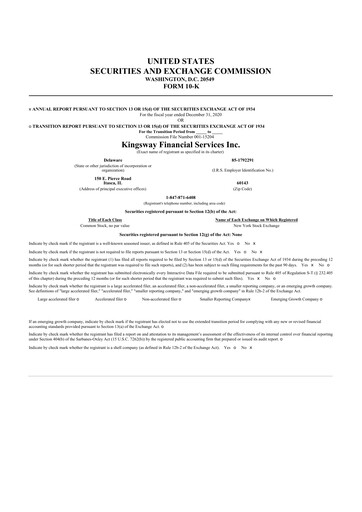 Thumbnail Kingsway Financial Services 10-K Annual Report 2020