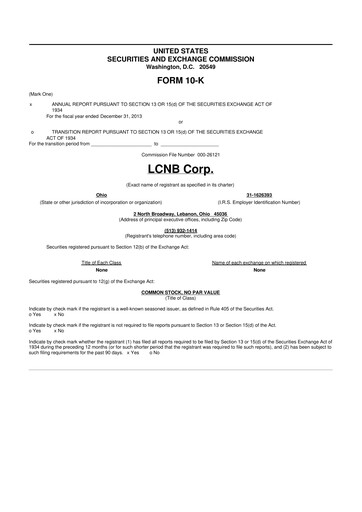 Thumbnail LCNB Corp.
 10-K Annual Report 