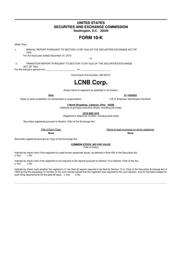 Thumbnail LCNB Corp.
 10-K Annual Report 