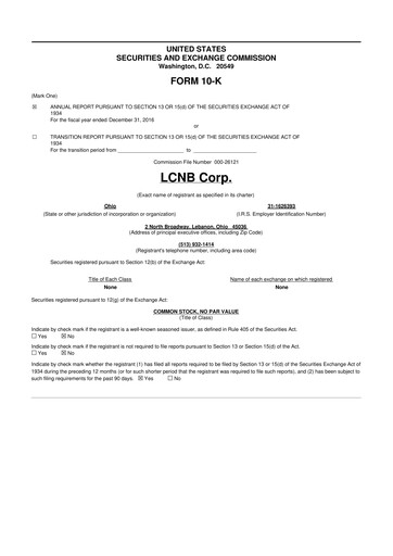 Thumbnail LCNB Corp.
 10-K Annual Report 