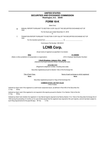 Thumbnail LCNB Corp.
 10-K Annual Report 
