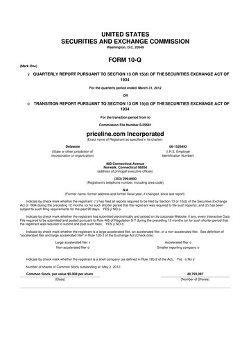 Thumbnail Booking Holdings (Booking.com) 10-Q Quarterly Report FY2012 