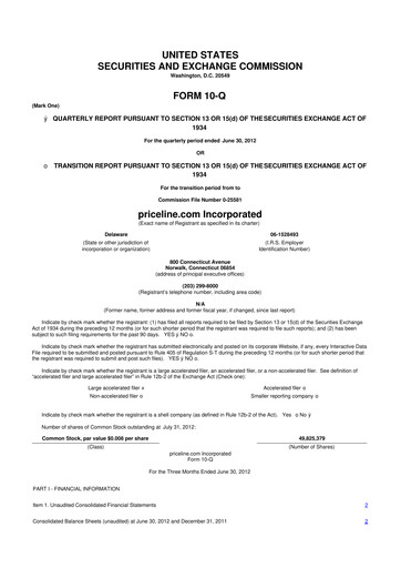 Thumbnail Booking Holdings (Booking.com) 10-Q Quarterly Report FY2012 