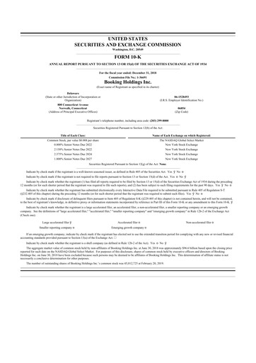 Thumbnail Booking Holdings (Booking.com) 10-K Annual Report 2018