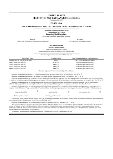 Thumbnail Booking Holdings (Booking.com) 10-K Annual Report 2019