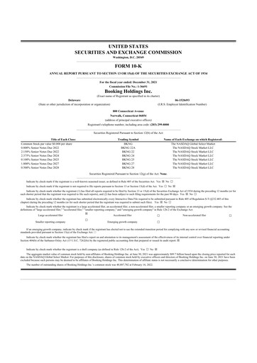 Thumbnail Booking Holdings (Booking.com) 10-K Annual Report 2021