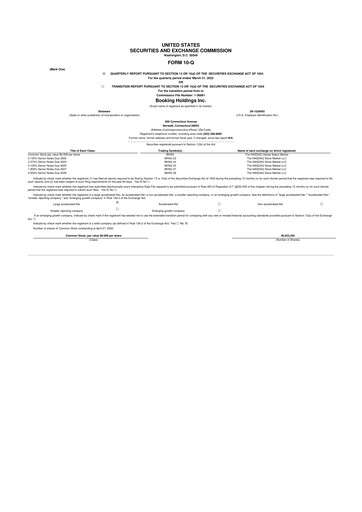 Thumbnail Booking Holdings (Booking.com) 10-Q Quarterly Report FY2022 
