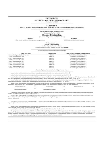 Thumbnail Booking Holdings (Booking.com) 10-K Annual Report 2022