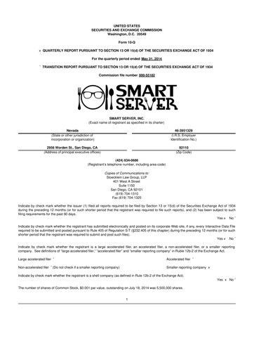 Miniature RumbleOn 10-Q Rapport trimestriel 2014 