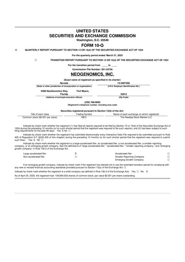 Thumbnail NeoGenomics
 10-Q Quarterly Report FY2025 