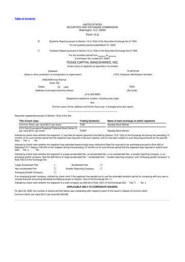 Thumbnail Texas Capital Bancshares 10-Q Quarterly Report FY2020 