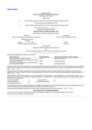 Thumbnail Texas Capital Bancshares 10-Q Quarterly Report FY2021 