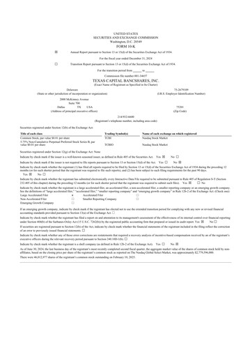 Thumbnail Texas Capital Bancshares 10-K Annual Report 2024
