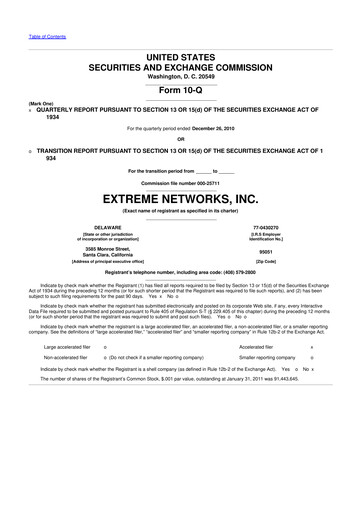 Thumbnail Extreme Networks
 10-Q Quarterly Report FY 