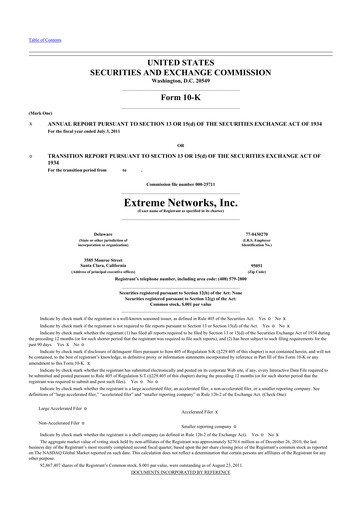 Thumbnail Extreme Networks
 10-K Annual Report 