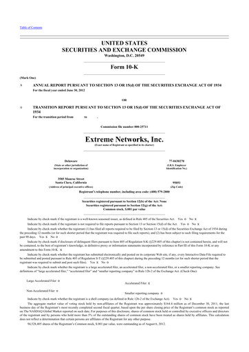 Thumbnail Extreme Networks
 10-K Annual Report 2012
