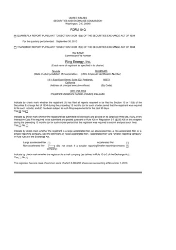 Miniature Ring Energy
 10-Q Rapport trimestriel  