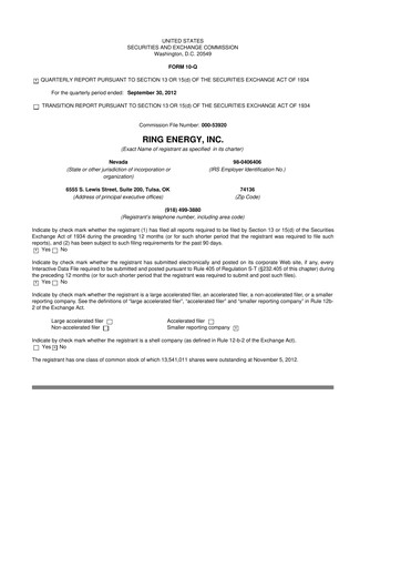 Miniature Ring Energy
 10-Q Rapport trimestriel 2012 